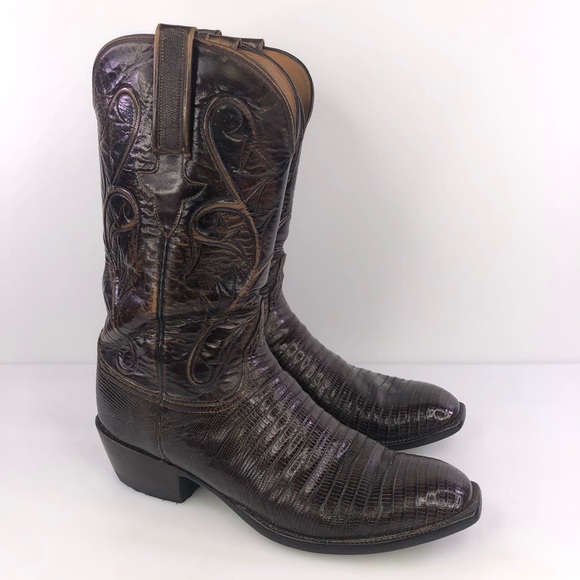 Lucchese Other - Lucchese Handmade Brown Lizard/Leather Cowboy Boots Mens Size 10.5 D
